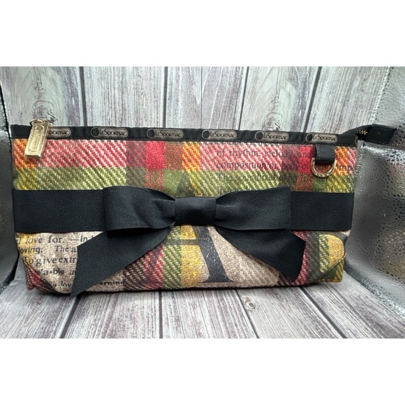 L.A.M.B Donegal Plaid Le Sportsac Y2K VTG Nylon Bow Pouch Bag Gwen Stefani LAMB - Picture 6 of 6